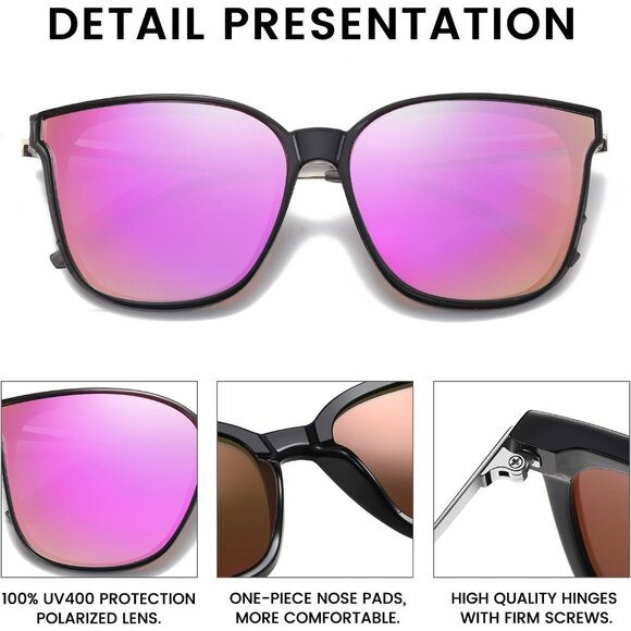 Women's Retro Round Sunglasses Vintage Polarized Shades Lightweight UV400 - Picture 4 of 5
